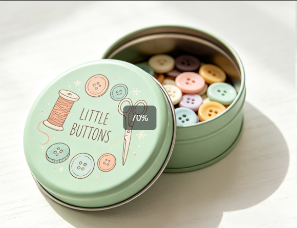 Button Storage Tin Box